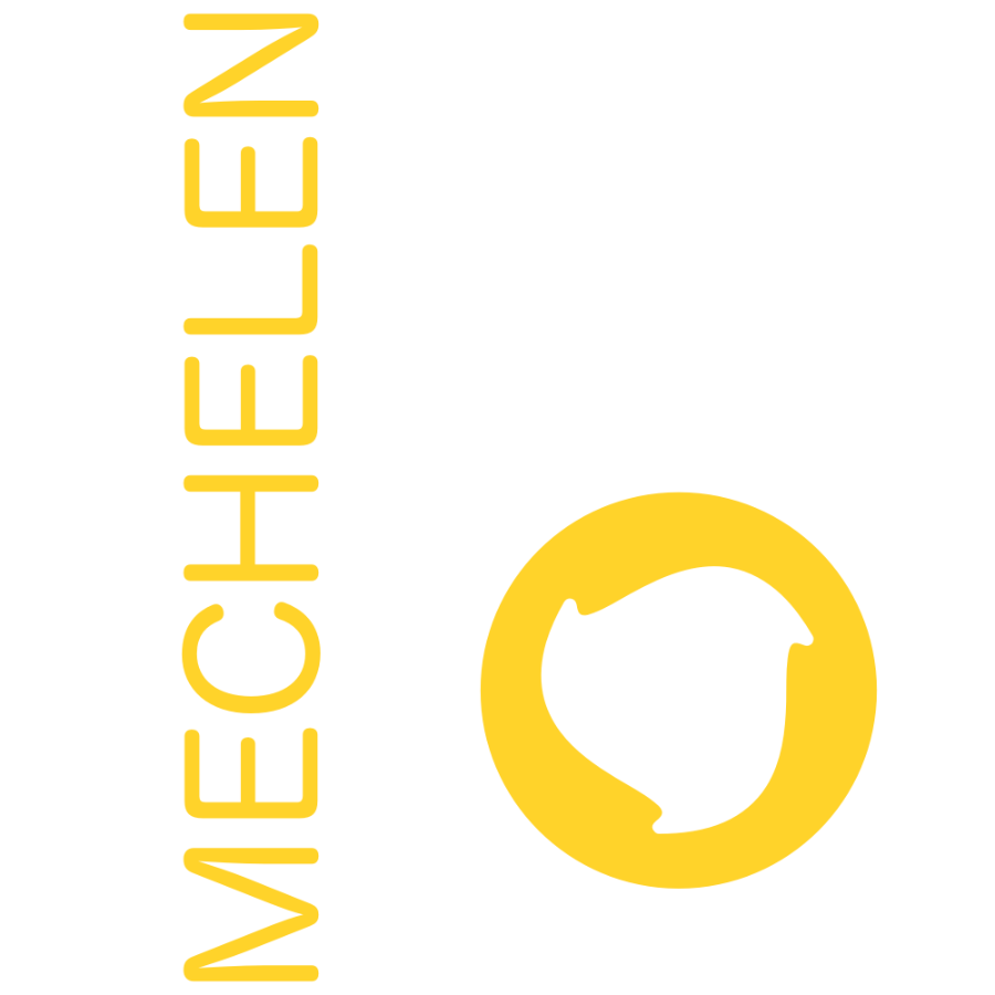 Roundnet Mechelen Logo. Sint Romboutstoren en Roundnet bal.